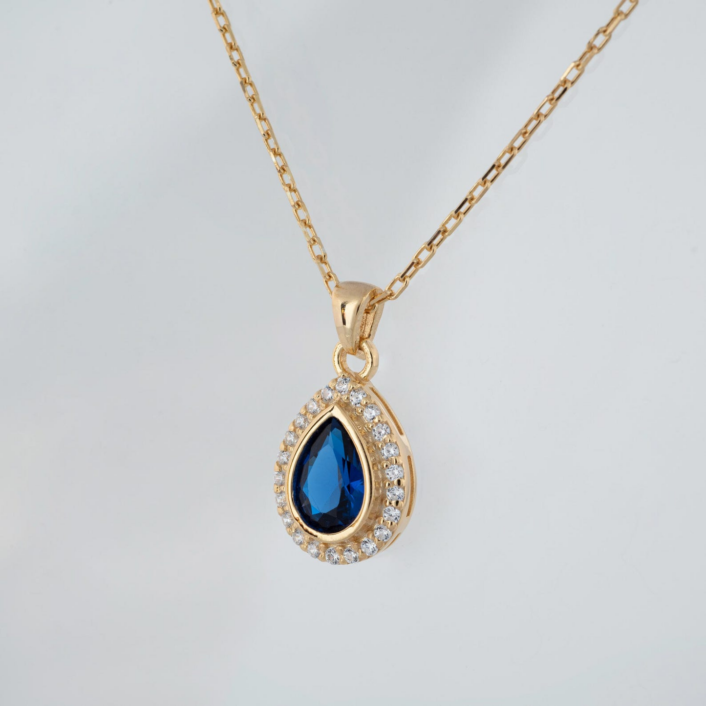Sapphire Bezel Drop Necklace with Real Diamonds in 8K/10K/14K Solid Gold | September  Birthstone Jewelry