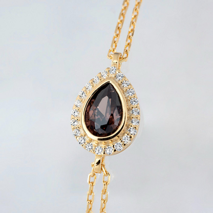 Smoky Quartz Bezel Drop Bracelet with Real Diamonds in 8K/10K/14K Solid Gold | Handmade Jewelry