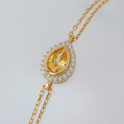 Yellow Topaz Bezel Drop Bracelet with Real Diamonds in 8K/10K/14K Solid Gold | Handmade Jewelry