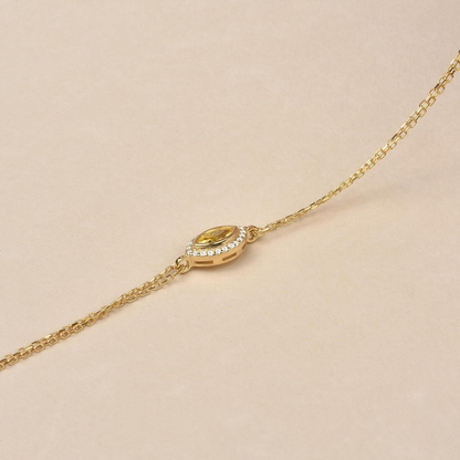 Yellow Topaz Bezel Marquise Bracelet with Real Diamonds in 8K/10K/14K Solid Gold | November Birthstone Jewelry