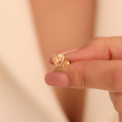Citrine Heart Stud Earrings 10K/14K Solid Gold, November Birthstone Jewelry