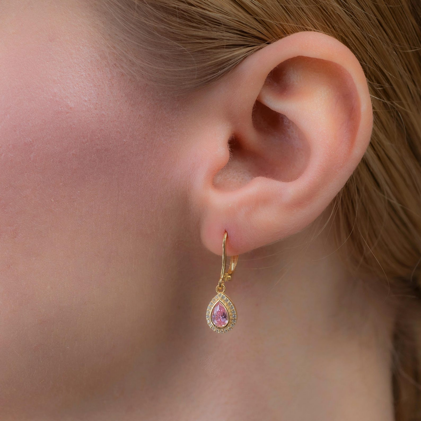 Pink Tourmaline Bezel Drop Dangle Earrings with Real Diamonds in 8K/10K/14K Solid Gold | October Birthstone Jewelry