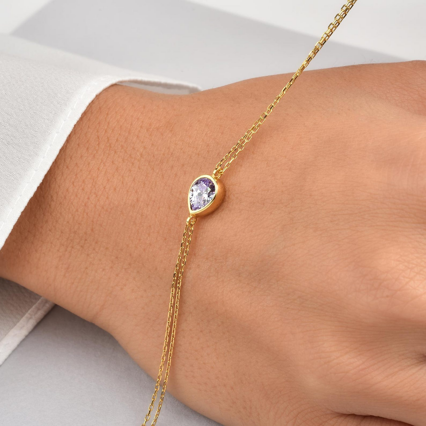 Alexandrite Drop Bezel Bracelet in 10K/14K Solid Gold, June Birthstone Jewelry