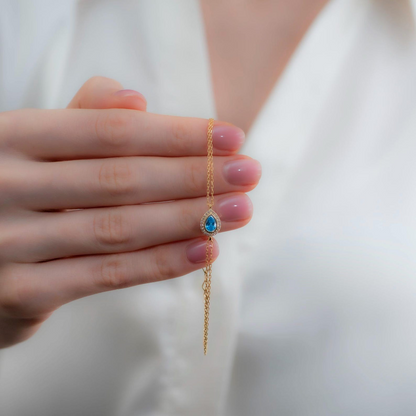 Blue Topaz Bezel Drop Bracelet with Real Diamonds in 8K/10K/14K Solid Gold | December  Birthstone Jewelry