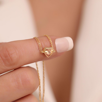 Heart Citrine Bezel Bracelet in 10K/14K Solid Gold | November Birthstone
