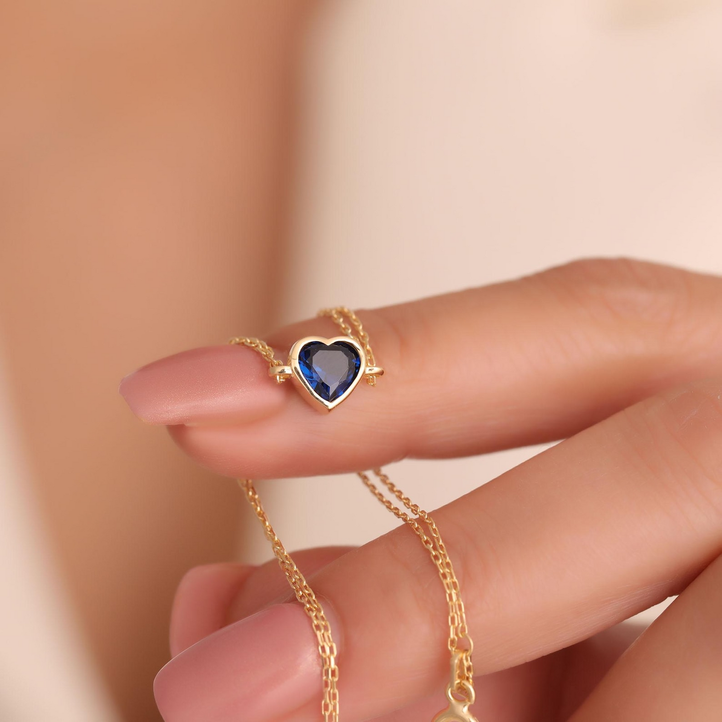 Heart Sapphire Bezel Bracelet in 10K/14K Solid Gold | September Birthstone