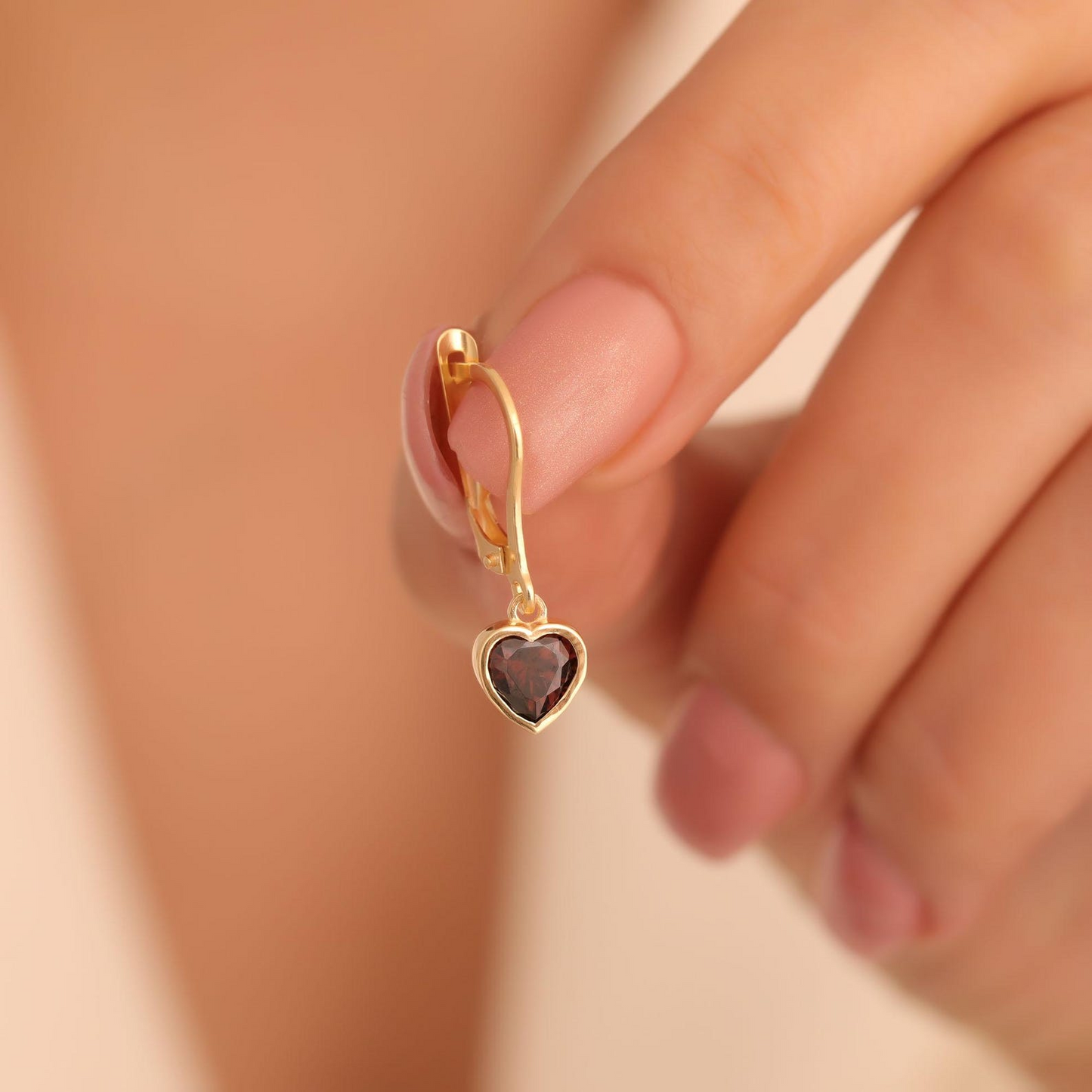Smoky Quartz Heart Cut Bezel Dangle Earrings 14K Solid Gold, Elegant Birthstone Jewelry