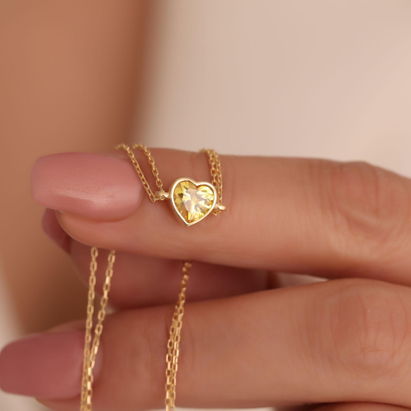 Heart Yellow Topaz Bezel Bracelet in 10K/14K Solid Gold | Birthstone Jewelry