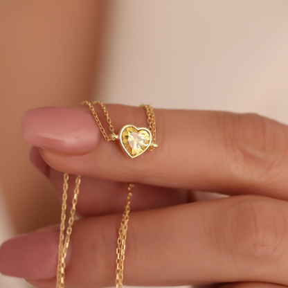 Heart Yellow Topaz Bezel Bracelet in 10K/14K Solid Gold | Birthstone Jewelry