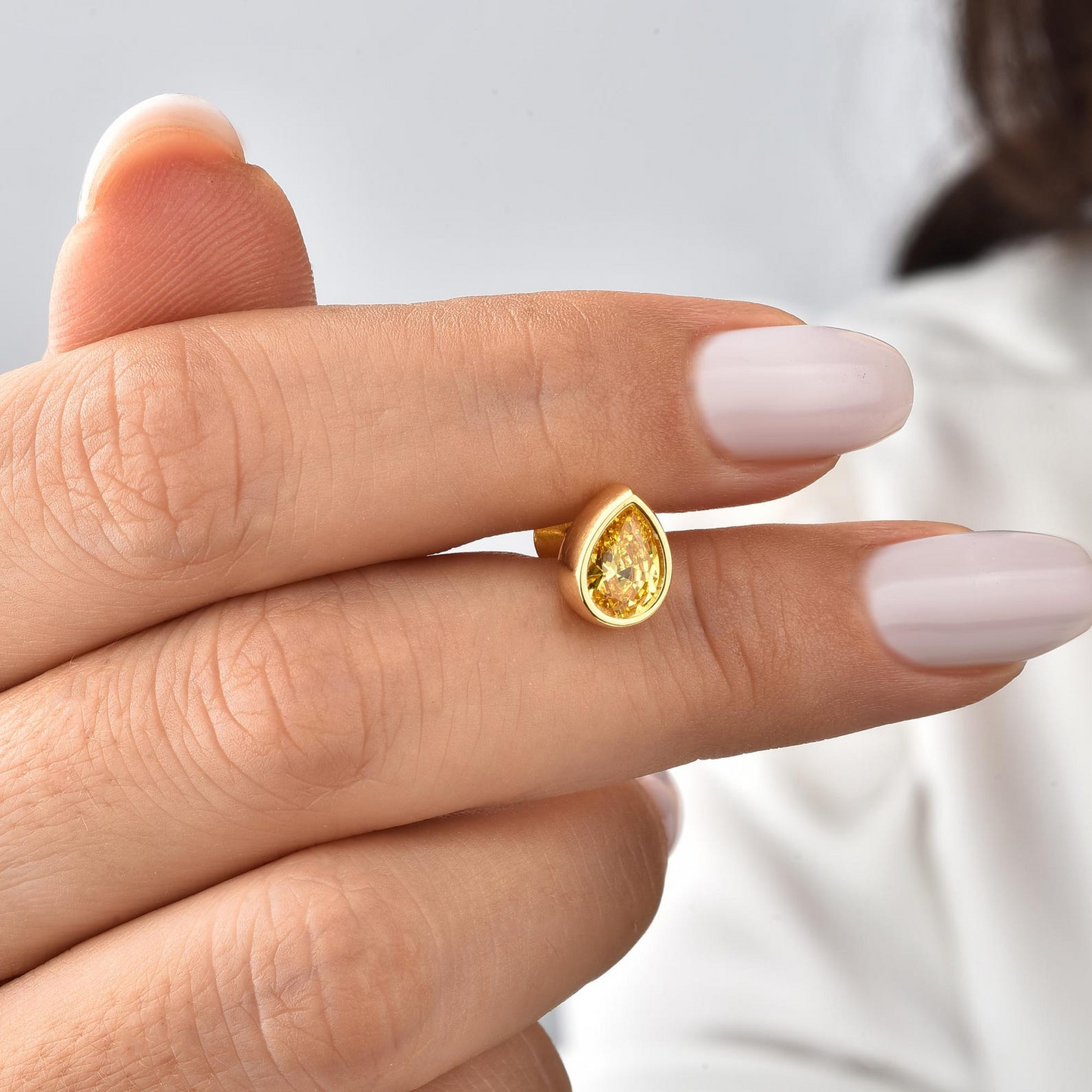 Yellow Topaz Drop Bezel Stud Earrings in 10K/14K Solid Gold, November Birthstone Jewelry