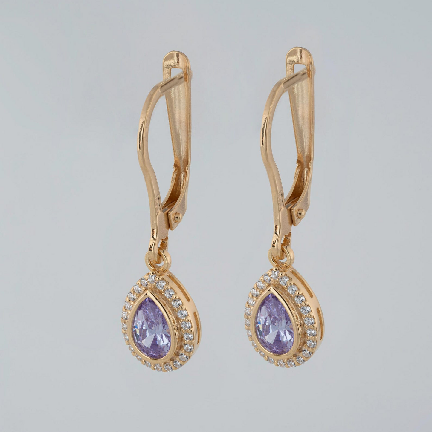 Alexandrite Bezel Drop Dangle Earrings with Real Diamonds in 8K/10K/14K Solid Gold | June Birthstone Jewelry