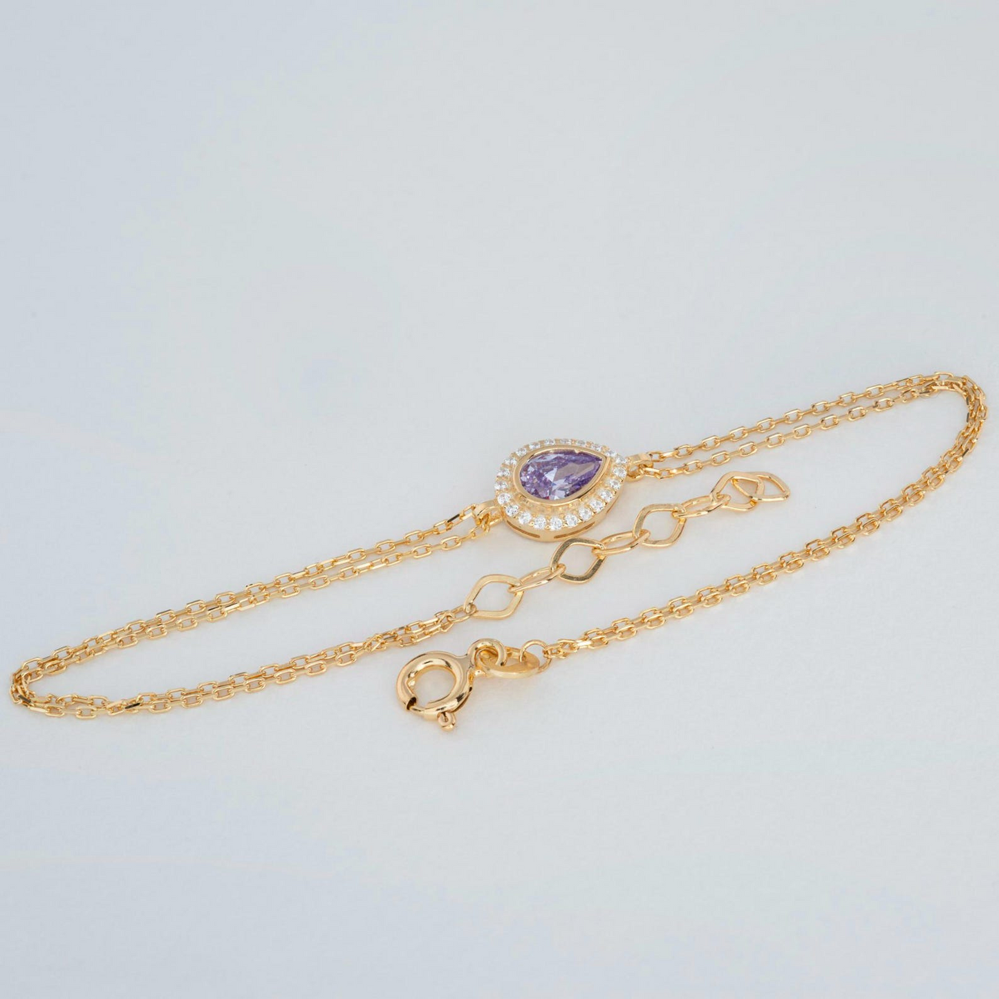 Alexandrite Bezel Drop Bracelet with Real Diamonds in 8K/10K/14K Solid Gold | June Birthstone Jewelry
