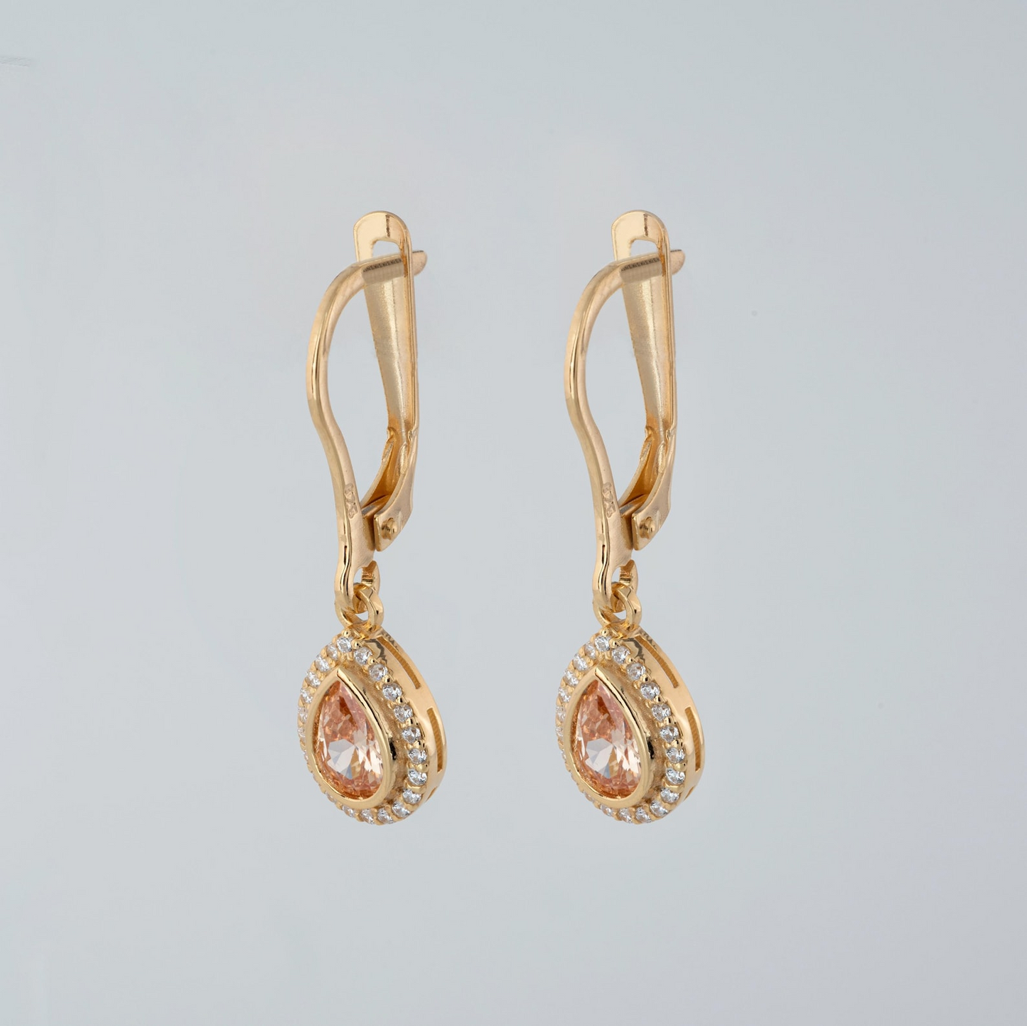 Citrine Bezel Drop Dangle Earrings with Real Diamonds in 8K/10K/14K Solid Gold | November Birthstone Jewelry