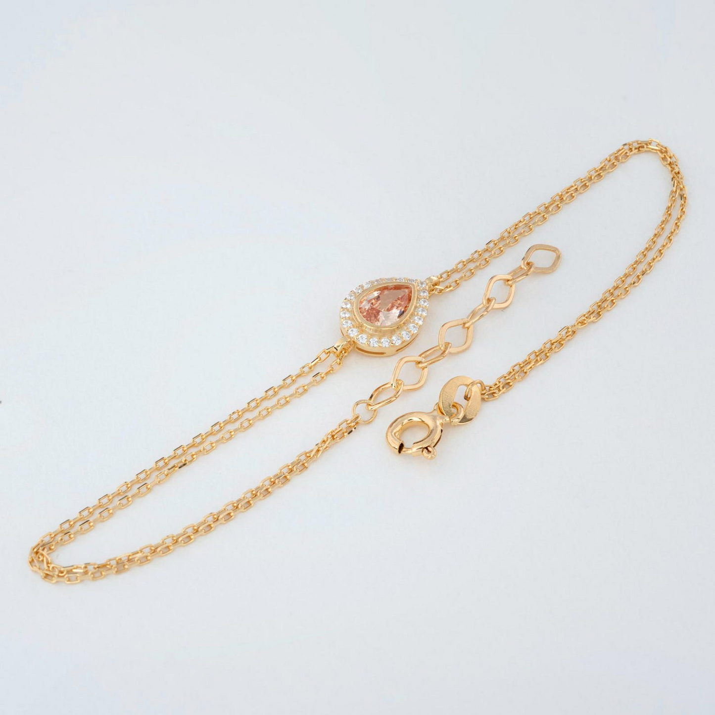 Citrine Bezel Drop Bracelet with Real Diamonds in 8K/10K/14K Solid Gold | November Birthstone Jewelry