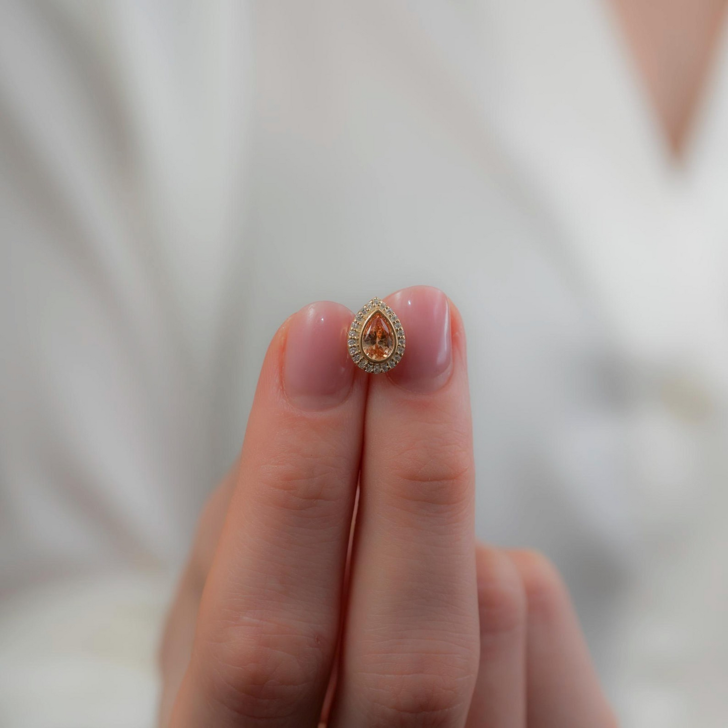 Citrine Bezel Drop Stud Earrings with Real Diamonds in 8K/10K/14K Solid Gold | November Birthstone Jewelry