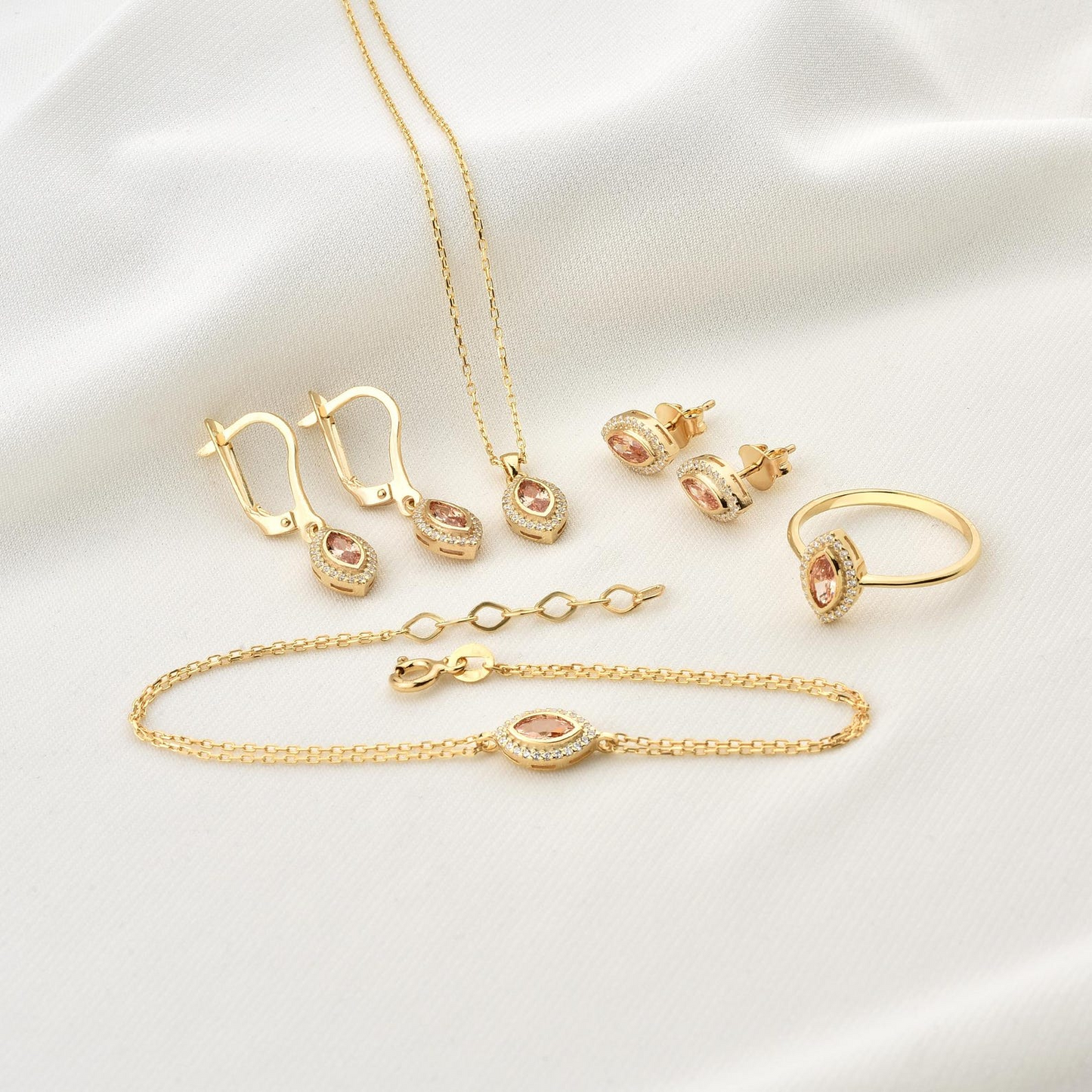 Citrine Bezel Marquise Dangle Earrings with Real Diamonds in 8K/10K/14K Solid Gold | November Birthstone Jewelry