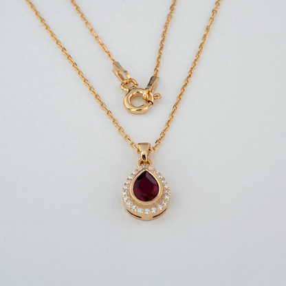 Ruby Bezel Drop Necklace with Real Diamonds in 8K/10K/14K Solid Gold | July  Birthstone Jewelry