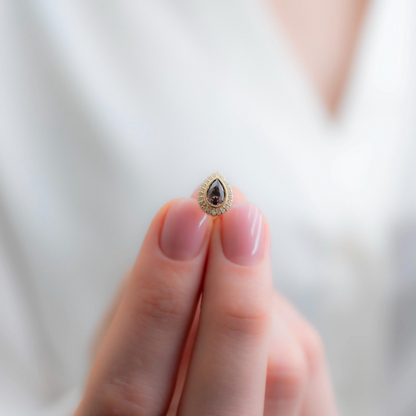 Smoky Quartz Bezel Drop Stud Earrings with Real Diamonds in 8K/10K/14K Solid Gold | Handmade Jewelry