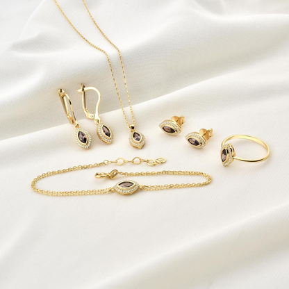 Smoky Quartz Bezel Marquise Dangle Earrings with Real Diamonds in 8K/10K/14K Solid Gold | Handmade Jewelry