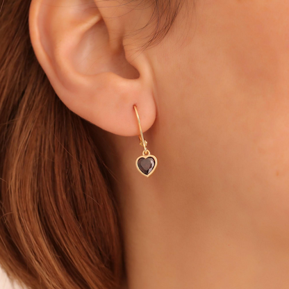Smoky Quartz Heart Cut Bezel Dangle Earrings 14K Solid Gold, Elegant Birthstone Jewelry