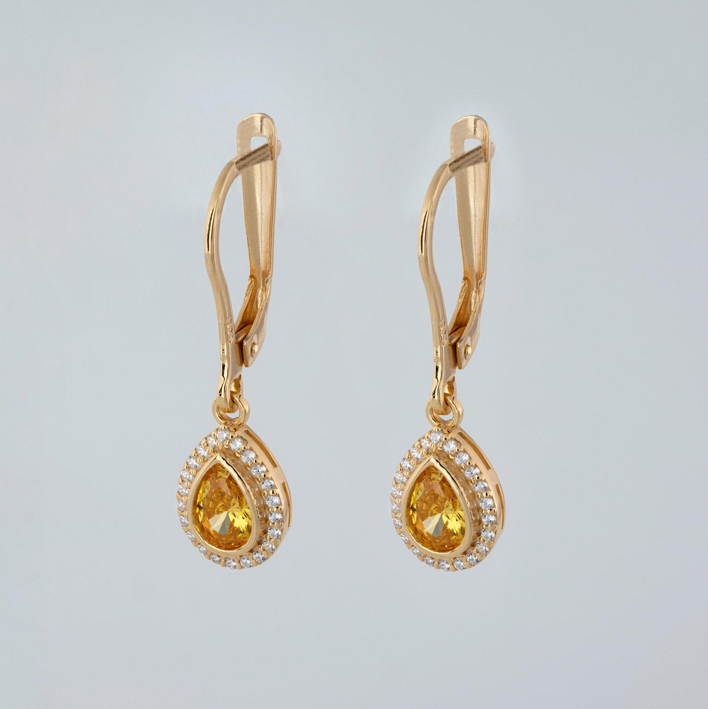 Yellow Topaz Bezel Drop Dangle Earrings with Real Diamonds in 8K/10K/14K Solid Gold | November Birthstone Jewelry