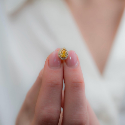 Yellow Topaz Bezel Drop Stud Earrings with Real Diamonds in 8K/10K/14K Solid Gold | November Birthstone Jewelry