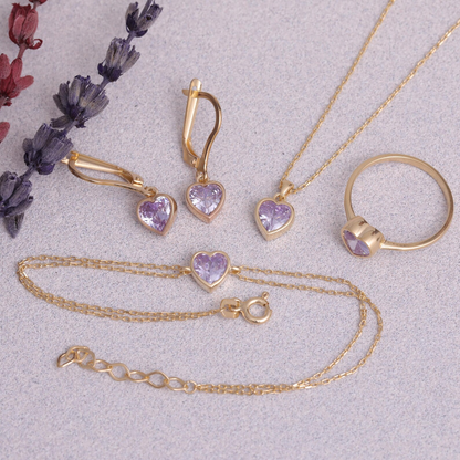 Heart Alexandrite Bezel Bracelet in 10K/14K Solid Gold | June Birthstone