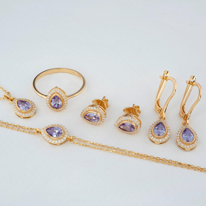 Alexandrite Bezel Drop Dangle Earrings with Real Diamonds in 8K/10K/14K Solid Gold | June Birthstone Jewelry