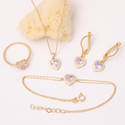 Alexandrite Bezel Heart Bracelet with Real Diamonds in 8K/10K/14K Solid Gold | June Birthstone Jewelry