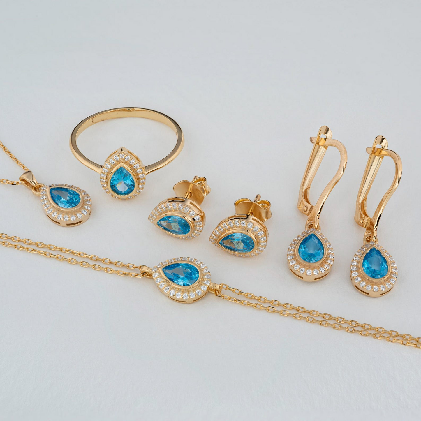 Blue Topaz Bezel Drop Dangle Earrings with Real Diamonds in 8K/10K/14K Solid Gold | December Birthstone Jewelry