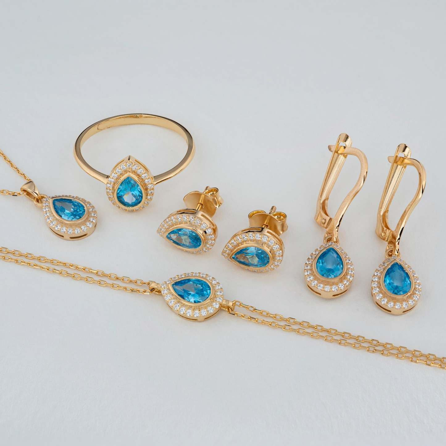 Blue Topaz Bezel Drop Necklace with Real Diamonds in 8K/10K/14K Solid Gold | November  Birthstone Jewelry