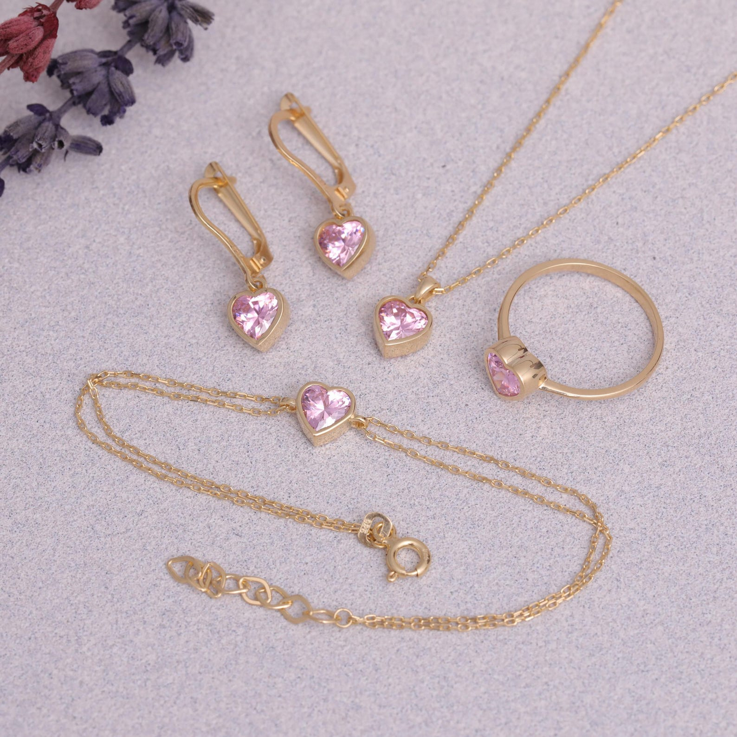 Heart Pink Tourmaline Bezel Bracelet in 10K/14K Solid Gold | October Jewelry