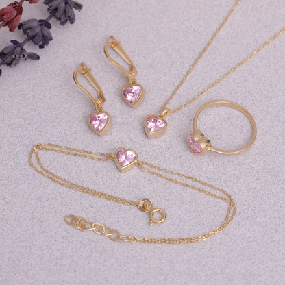 Heart Pink Tourmaline Bezel Bracelet in 10K/14K Solid Gold | October Jewelry