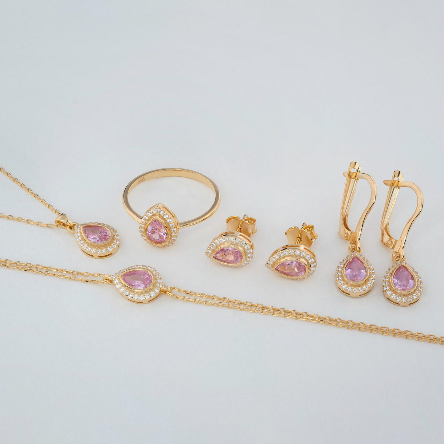 Pink Tourmaline Bezel Drop Dangle Earrings with Real Diamonds in 8K/10K/14K Solid Gold | October Birthstone Jewelry