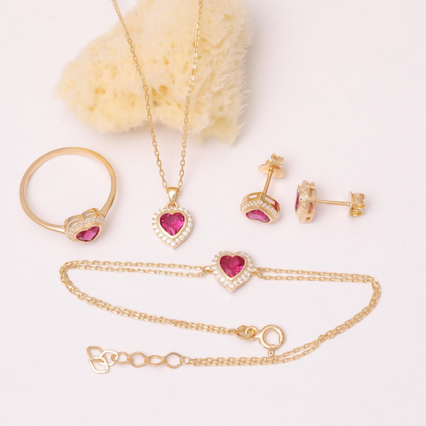 Ruby Bezel Heart Necklace with Real Diamonds in 8K/10K/14K Solid Gold | July Birthstone Jewelry