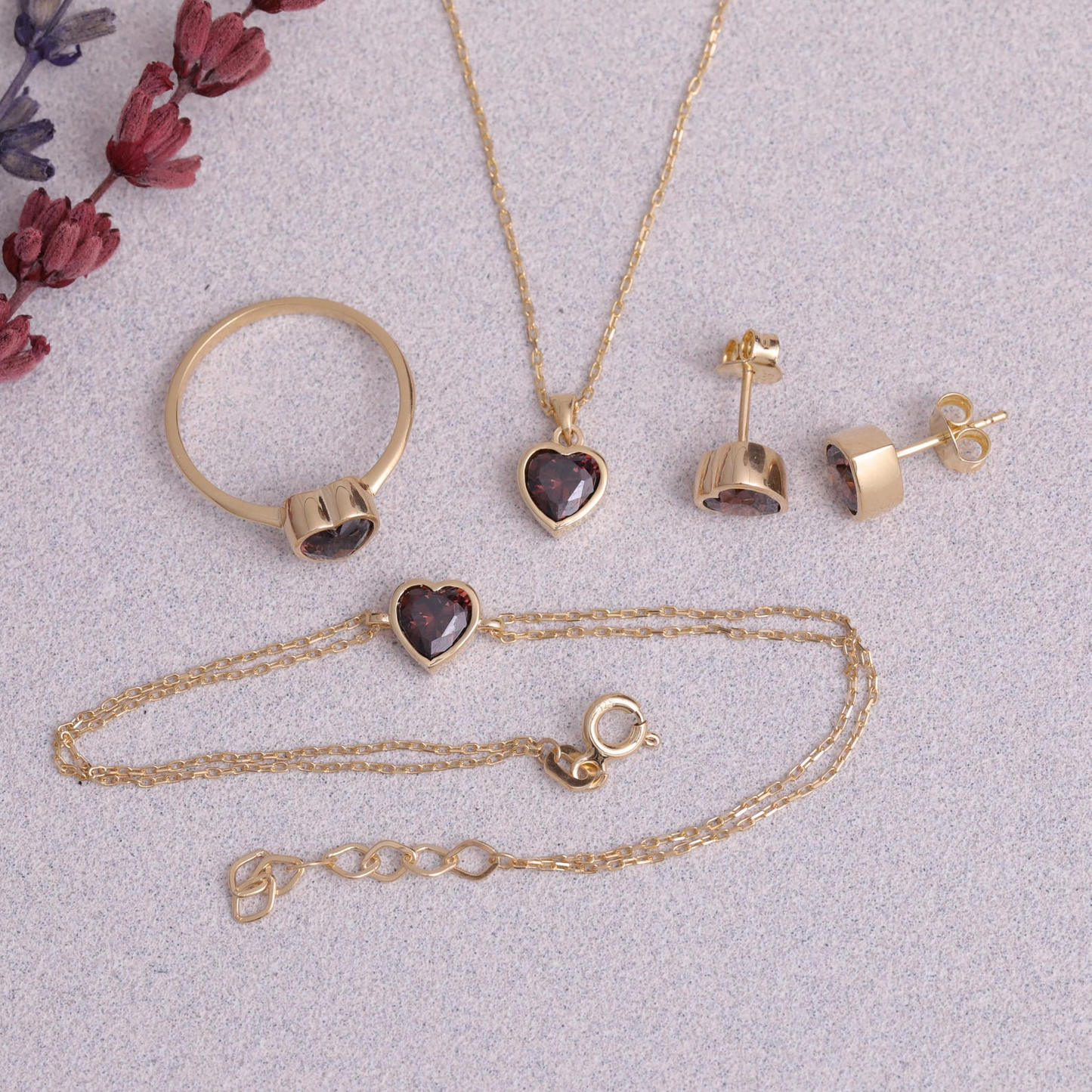 Smoky Quartz Heart Bezel Cut Stud Earrings 10K/14K Solid Gold, Birthstone Jewelry