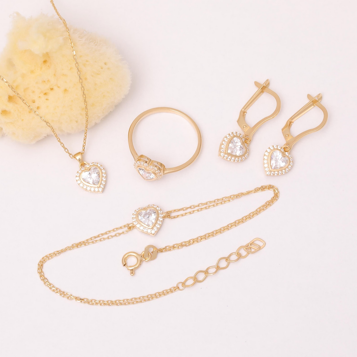 White Topaz Bezel Heart Necklace with Real Diamonds in 8K/10K/14K Solid Gold | April Birthstone Jewelry