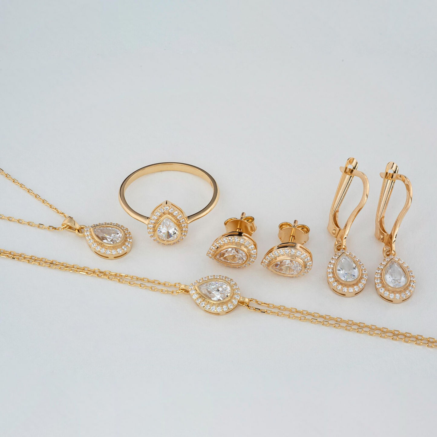 White Topaz Bezel Drop Necklace with Real Diamonds in 8K/10K/14K Solid Gold | April Birthstone Jewelry