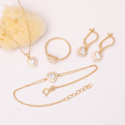 White Topaz Bezel Heart Bracelet with Real Diamonds in 8K/10K/14K Solid Gold | April  Birthstone Jewelry