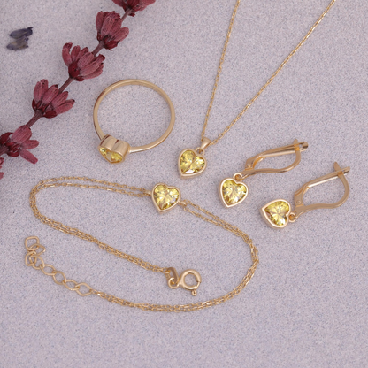 Heart Yellow Topaz Bezel Bracelet in 10K/14K Solid Gold | Birthstone Jewelry