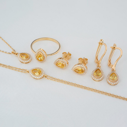 Yellow Topaz Bezel Drop Dangle Earrings with Real Diamonds in 8K/10K/14K Solid Gold | November Birthstone Jewelry