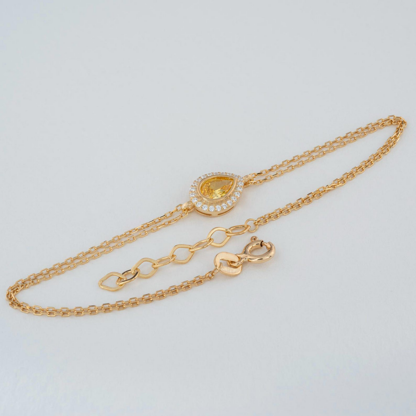 Yellow Topaz Bezel Drop Bracelet with Real Diamonds in 8K/10K/14K Solid Gold | Handmade Jewelry