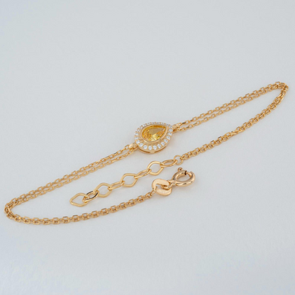Yellow Topaz Bezel Drop Bracelet with Real Diamonds in 8K/10K/14K Solid Gold | Handmade Jewelry