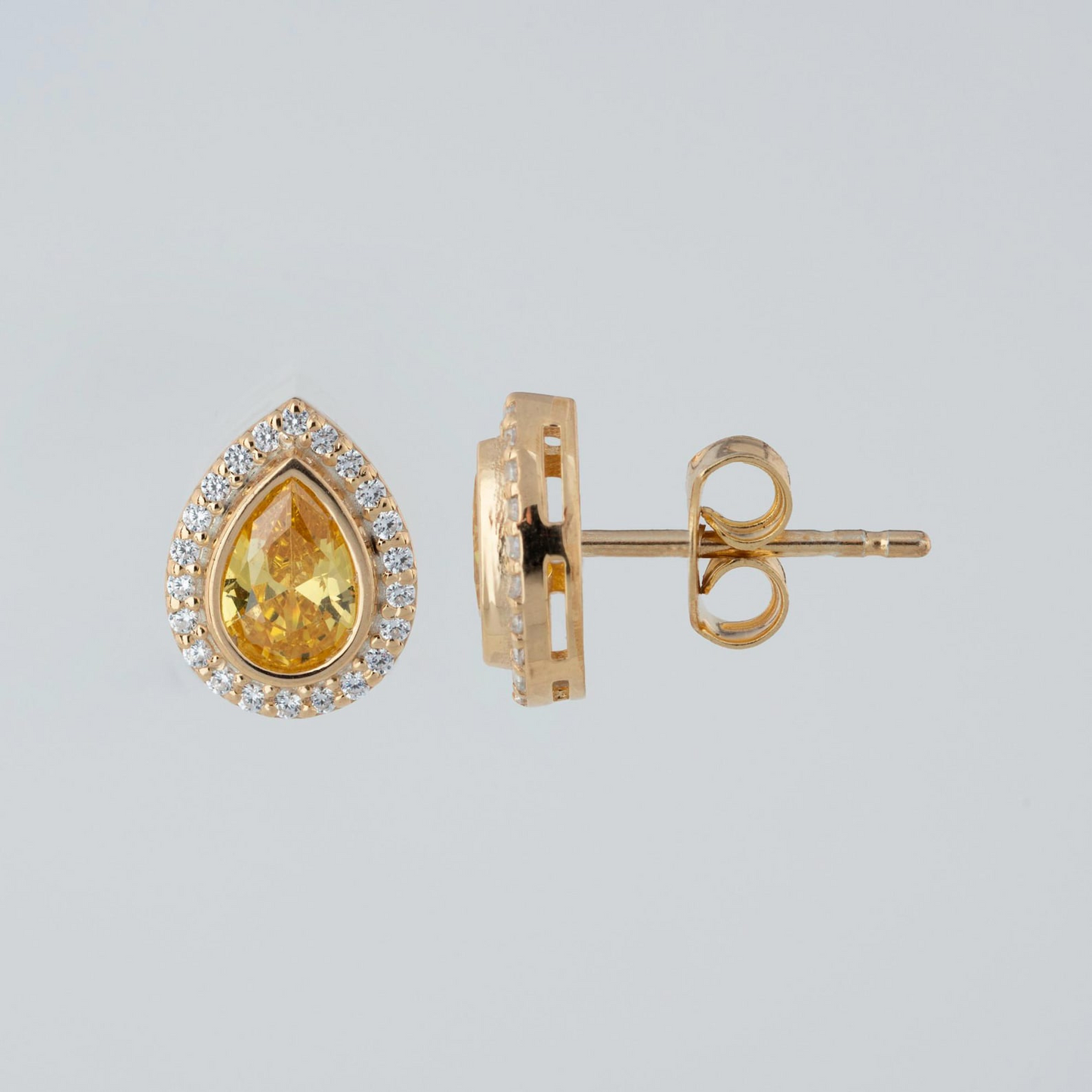 Yellow Topaz Bezel Drop Stud Earrings with Real Diamonds in 8K/10K/14K Solid Gold | November Birthstone Jewelry