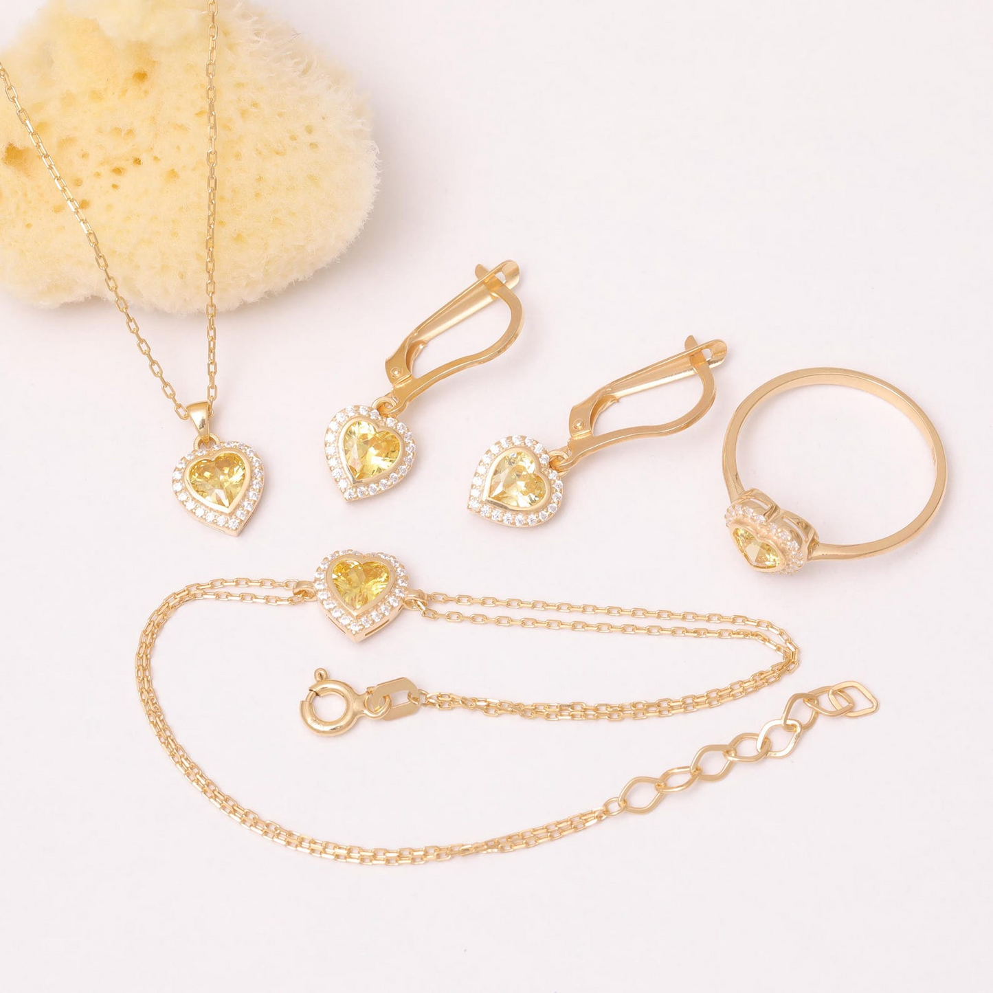 Yellow Topaz Bezel Heart Bracelet with Real Diamonds in 8K/10K/14K Solid Gold | November Birthstone Jewelry