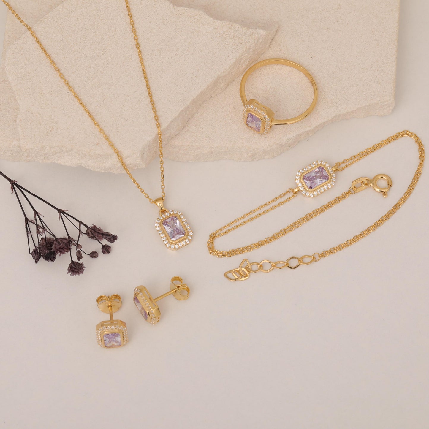 Rectangle Alexandrite Bezel Necklace in 8K/10K/14K Solid Gold Surrounded with Real Diamonds, June Birthstone Jewelry