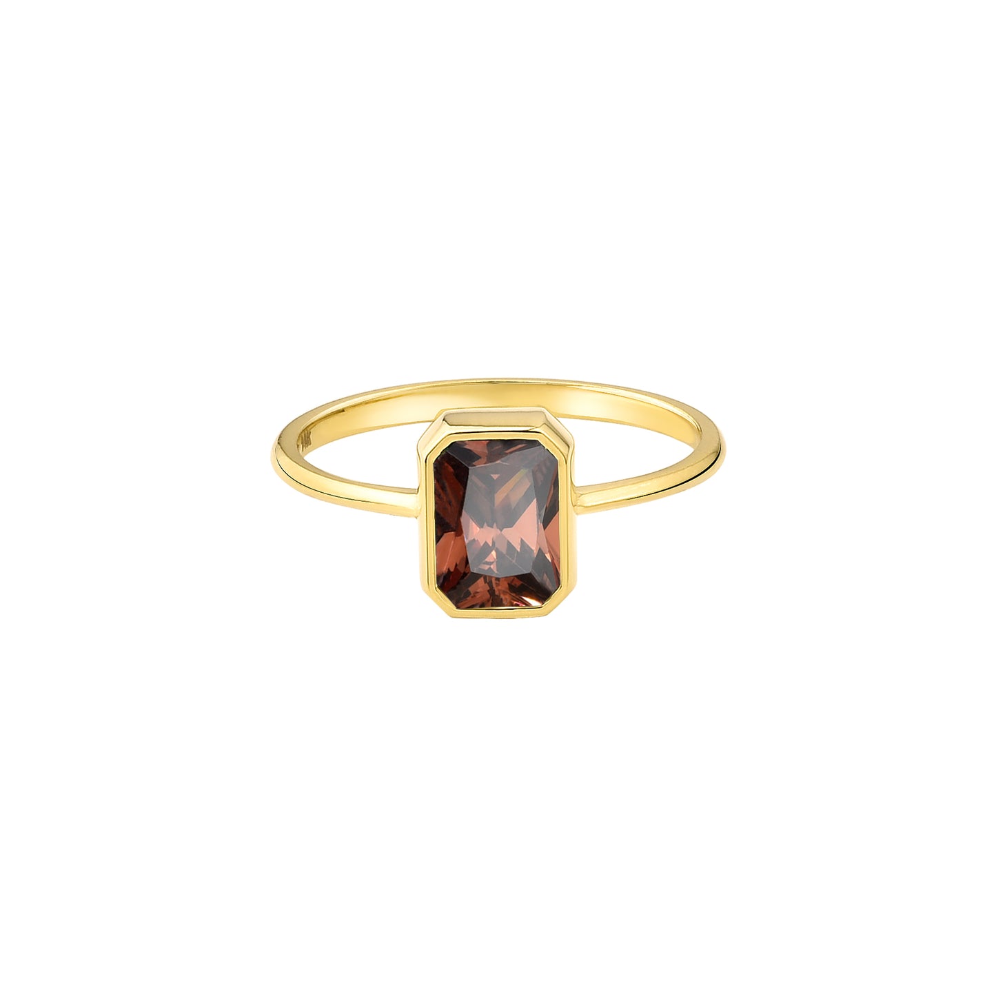 Smoky Quartz Topaz Rectangle Ring 8K/10K/14K Solid Gold, Baguette Cut Design Birthstone