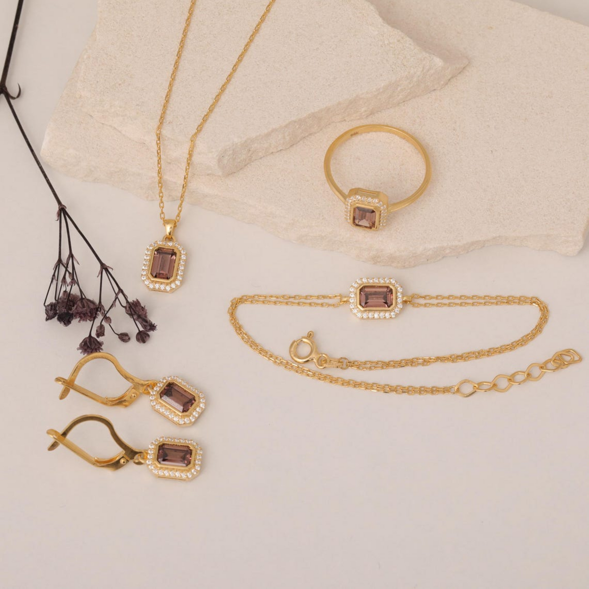 Rectangle Smoky Quartz Bezel Stud Earrings in 10K/14K Solid Gold Surrounded with Real Diamonds, Birthstone Jewelry