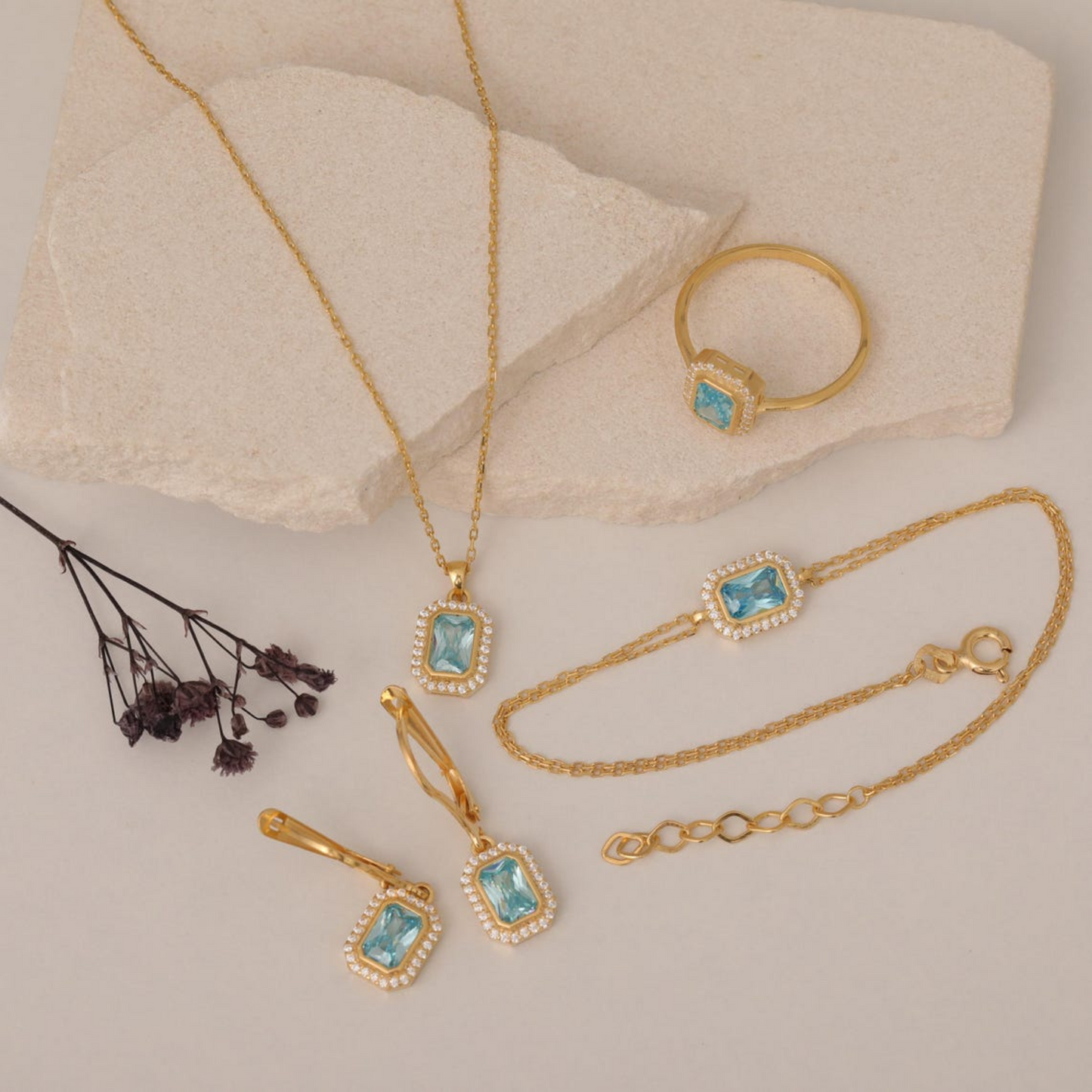 Rectangle Aquamarine Bezel Dangle Earrings in 8K/10K/14K Solid Gold Surrounded with Real Diamonds, March Birthstone Jewelry