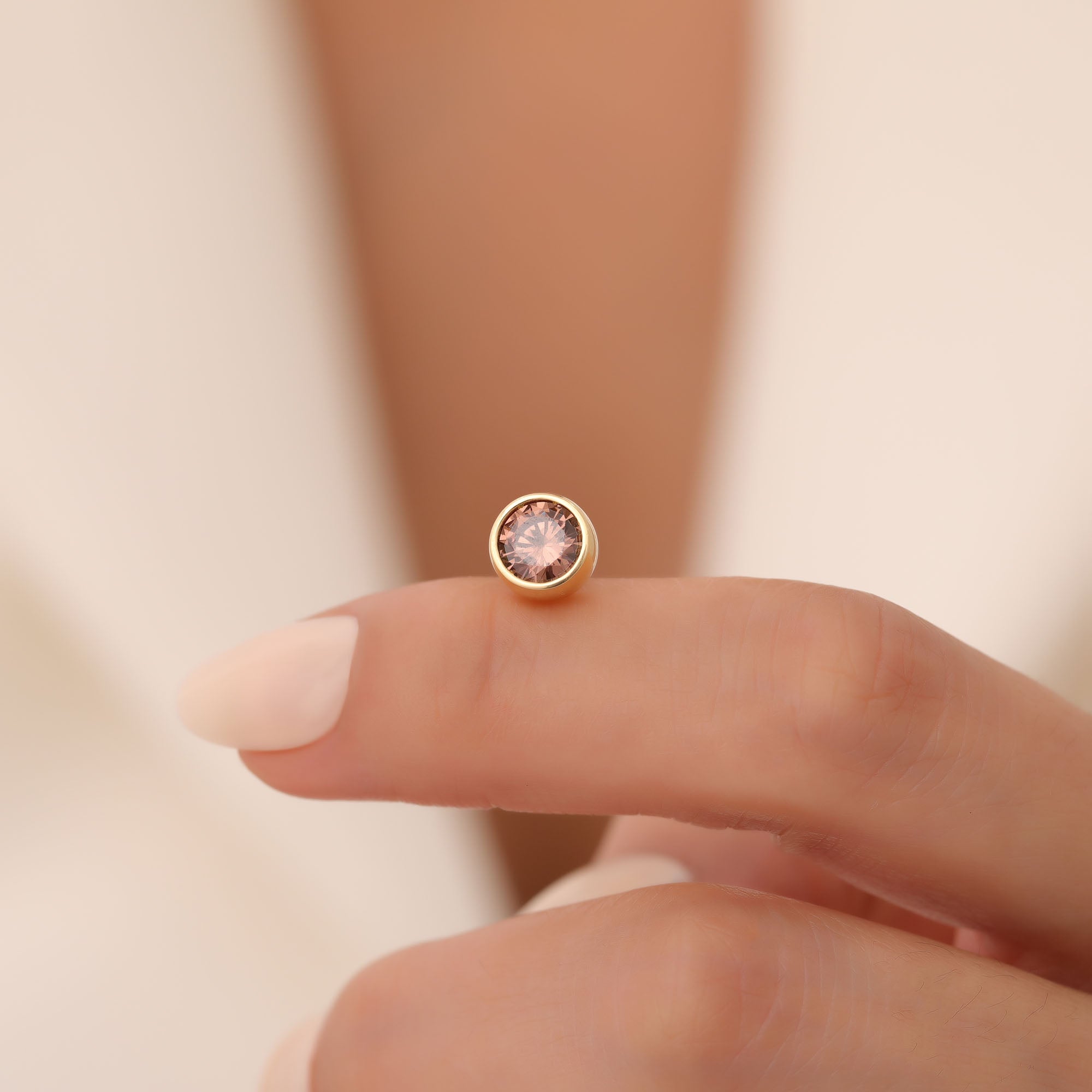 Round Smoky Quartz Bezel Stud Earrings in 14K Solid Gold | Birthstone Jewelry Queen Jewelry Earrings